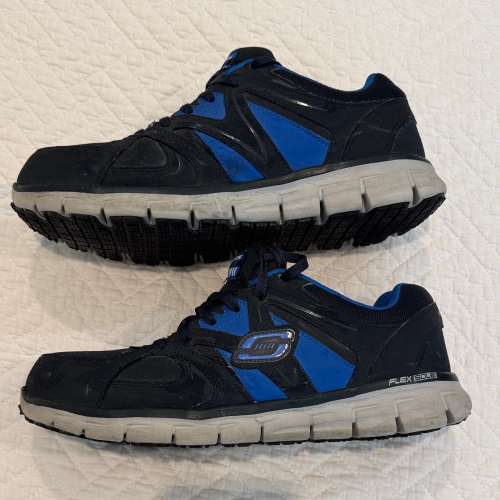 Skechers Men's Black and Blue work sneakers with alloy toe ( safety shoes ) - Picture 2 of 6